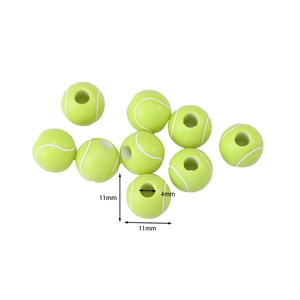 Macro detail of 11mm tennis ball acrylic beads with 4mm hole for DIY jewelry making