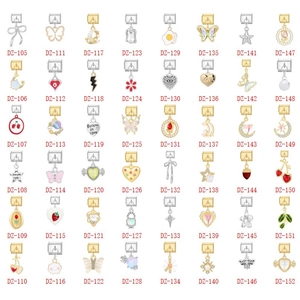 Detailed grid of 48 DIY Italian charms with enamel, pearls and crystals in various designs