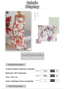 Detail of floral chiffon fabric and halter tiered dress layers for summer vacation