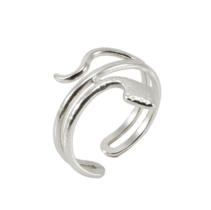 Minimalist silver hollow snake-shaped open ring made of durable stainless steel for women