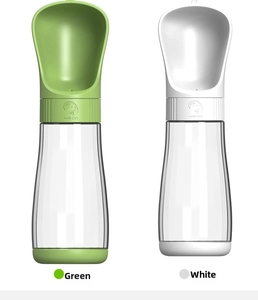 Dual portable pet water bottles in green and white colors with locking switch