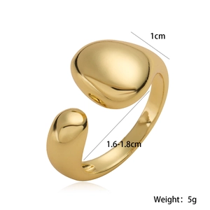 Minimalist 18K gold plated geometric open ring with polished finish and adjustable size