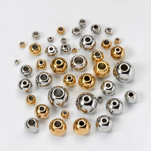 Polished stainless steel spacer beads in gold and silver for DIY jewelry making