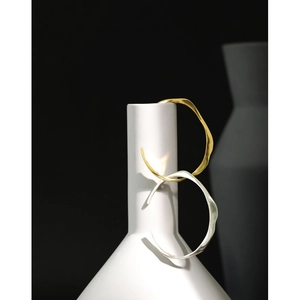 Minimalist S925 sterling silver open bangles with irregular wavy design in gold and silver