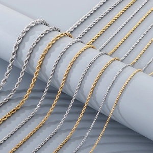 Stainless Steel Rope Chain Necklace And Bracelet Adjustable Twist Design Minimalist Fashion Jewelry For Men And Women