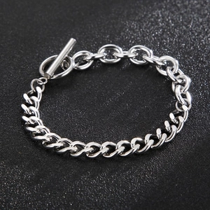Bracelet En Acier Inoxydable Maille Gourmette Et Chaîne O Avec Fermoir À Bascule Minimaliste Argent Mode Neutre