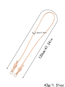 Detailed size chart for the beige DIY phone lanyard showing 120cm length and 0.6cm thickness