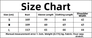 Detailed size chart for lobster print shirt and pants set showing measurements in cm