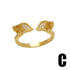 Adjustable gold evil eye wing ring with pave crystal stones for a stylish look