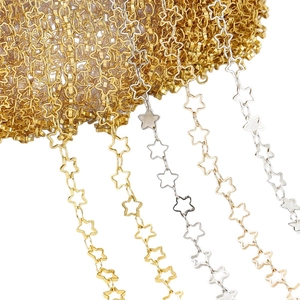 DIY 5mm hollow star metal chain in gold and silver finish for necklaces and bracelets