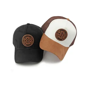 Vintage Trucker Caps mit atmungsaktivem Mesh und Retro-Stickerei in Schwarz und Braun
