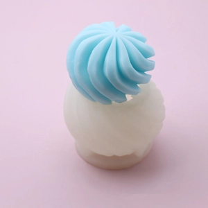 Detailed view of striped spiral sphere silicone mold for DIY scented candles and ornaments