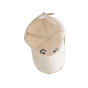 Kids baseball cap with star bear embroidery and adjustable strap in beige cotton
