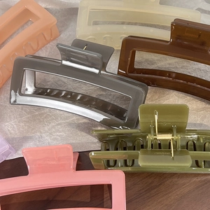 Large rectangular jelly color hair claws for thick hair in multiple Morandi tones