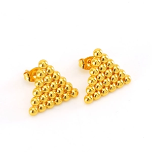 Boucles d'oreilles triangulaires dorées avec surface perlée texturée pour femmes