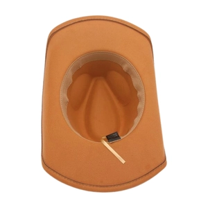 Detailed view of the internal adjustable sweatband and 100% polyester lining of the hat