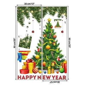 Detail view of Christmas tree and Happy New Year wall stickers layout in 30x90cm sheets