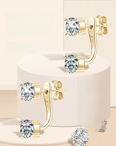 Detail showing detachable S925 sterling silver moissanite earrings for two-way wear