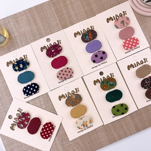Fermagli per Capelli BB Ovali in Tessuto a Fiori e Pois per Bambine Fatti a Mano in Stile Pastorale Accessori per Capelli