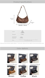 Detailed chart showing sizes and colors for this vintage large capacity PU underarm bag