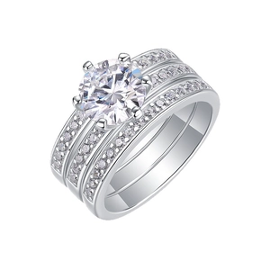 Elegante S925 sterling zilveren moissanite ringenset met een solitaire en band