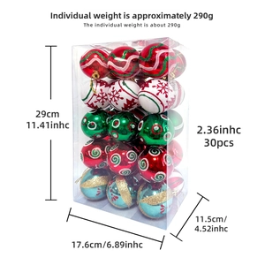 Detailed size specifications for 30pcs assorted 6cm painted Christmas ball ornament set