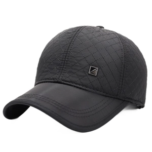 Men's winter quilted baseball cap with ear protection and warm padded lining