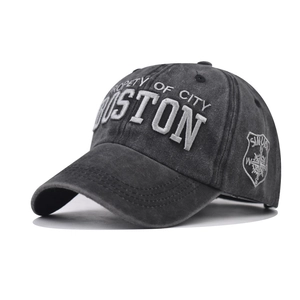 Casquette De Baseball En Coton Lavé Style Rétro Délavé Broderie Boston Dad Hat Réglable Pour Hommes Et Femmes