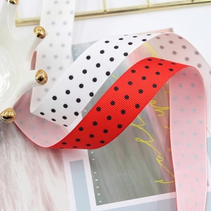 22mm Kirsch-Kollektion Ripsband mit Punktmuster für DIY-Haarschmuck und Geschenkboxen