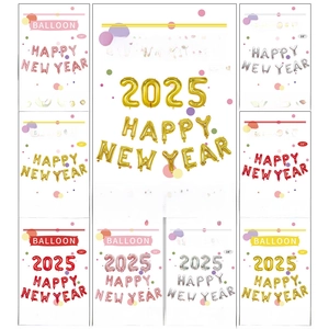 Kit de ballons 2025 Happy New Year 16 pouces en or, argent, or rose et rouge