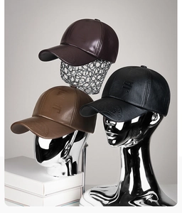 Détails des casquettes de baseball en cuir PU gaufré aux tons marron et noir