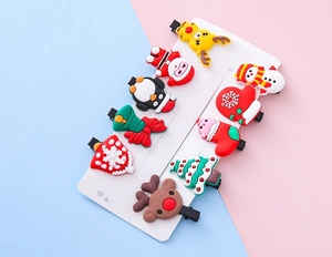 Lot de 10 barrettes de Noël festives avec motifs de renne et bonhomme de neige