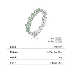 Elegant s925 silver flower ring with green enamel and sparkling zircon accents
