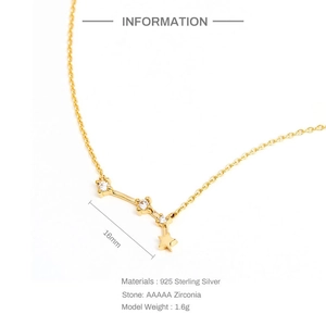 Detailed specifications of 16mm constellation necklace in 925 sterling silver and zircon