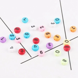 Colorful 4x7mm acrylic round beads with printed numbers for DIY jewelry and bracelets