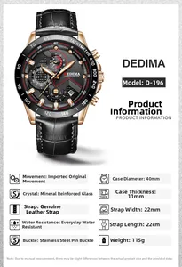 Detailed technical specifications for high-end fashion multi-function men's leather watch