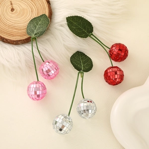Cherry Disco Ball Hanging Ornaments Mirror Mosaic Reflective Retro Fruit Shaped Decor For Party Home Wedding Birthday Festive