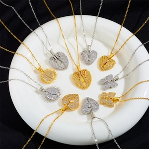 Collana con Ciondolo a Cuore Farfalla Ali di Angelo in Acciaio Inossidabile Rame Strass per Donna Catena Regolabile Gioielli
