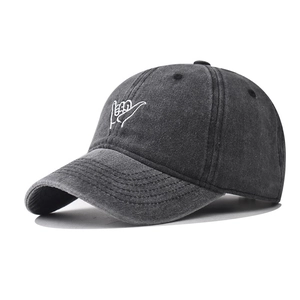 Gorra De Béisbol De Algodón Lavado Vintage Distressed Bordado De Gesto Manual Ajustable Sombrero Deportivo Casual Hombres Mujeres