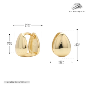 Detailed size and weight specifications for gold 925 sterling silver teardrop earrings