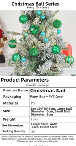 Detail of teal and green 6cm Christmas balls with glitter and wave texture on a tree
