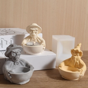 Gentleman skull and witch silicone mold for DIY candle holder halloween home decor