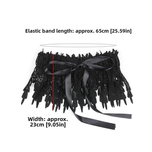Lace corset belt detail with dimensions 65cm elastic length and 23cm width