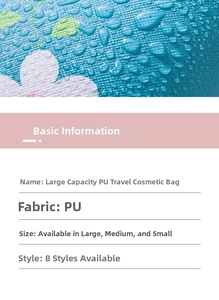 Macro detail of waterproof PU leather floral makeup bag fabric with water droplets