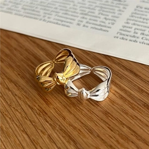 925 Sterling Silver Bowknot Ring Polished Minimalist Korean Sweet Style Jewelry For Women Delicate Hand Accessory