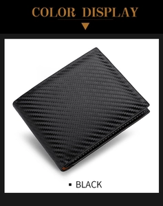 Detail of bifold carbon fiber wallet for men with black texture and fine stitching