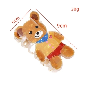 Cute teddy bear hair claw clip in amber acetate with glitter for valentines party
