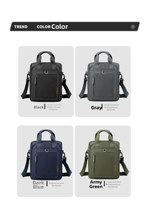Men's versatile shoulder bags in black, grey, navy, and green with front zipper pockets
