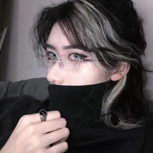 Futuristic rimless silver sunglasses with yellow tint and matching unisex ring