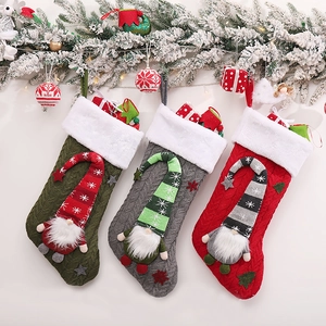 Calza di Natale Gnomo 3D in Maglia Peluche Grande Sacchetto Regalo per Camino Albero di Natale Festa Decorazione Casa